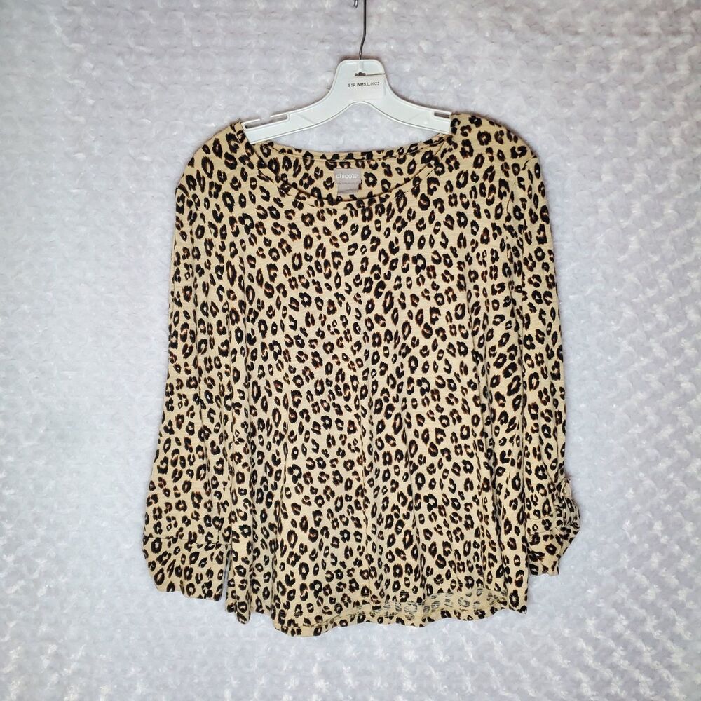 Vintage Cheetah Print Blouse Size L
